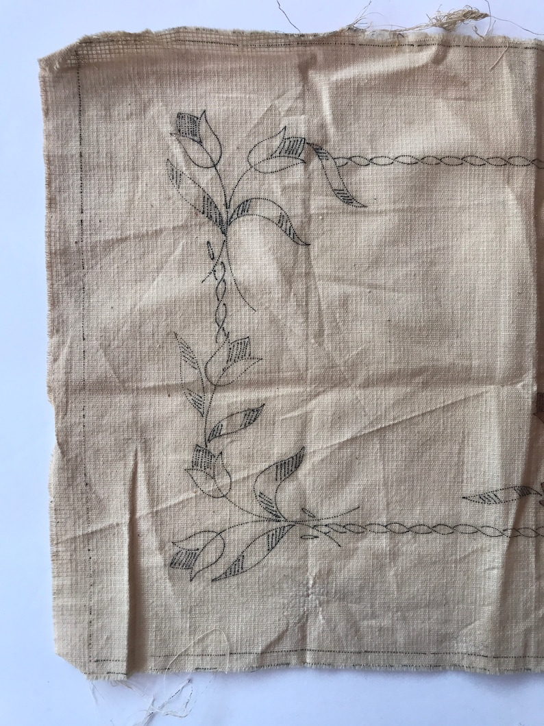 Vintage Embroidery Design to Complete Dutch Children and Tulips