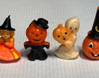 ONE Vintage 3” Gurley Figural Halloween Candle- Pumpkin Head, Ghost, Pempkin Man or Witch