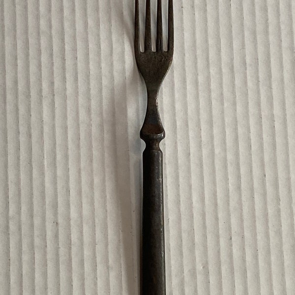 Vintage Blackened Steel Fork - Used to Lift Plates to Regulate Heat on Wood Burning Stove