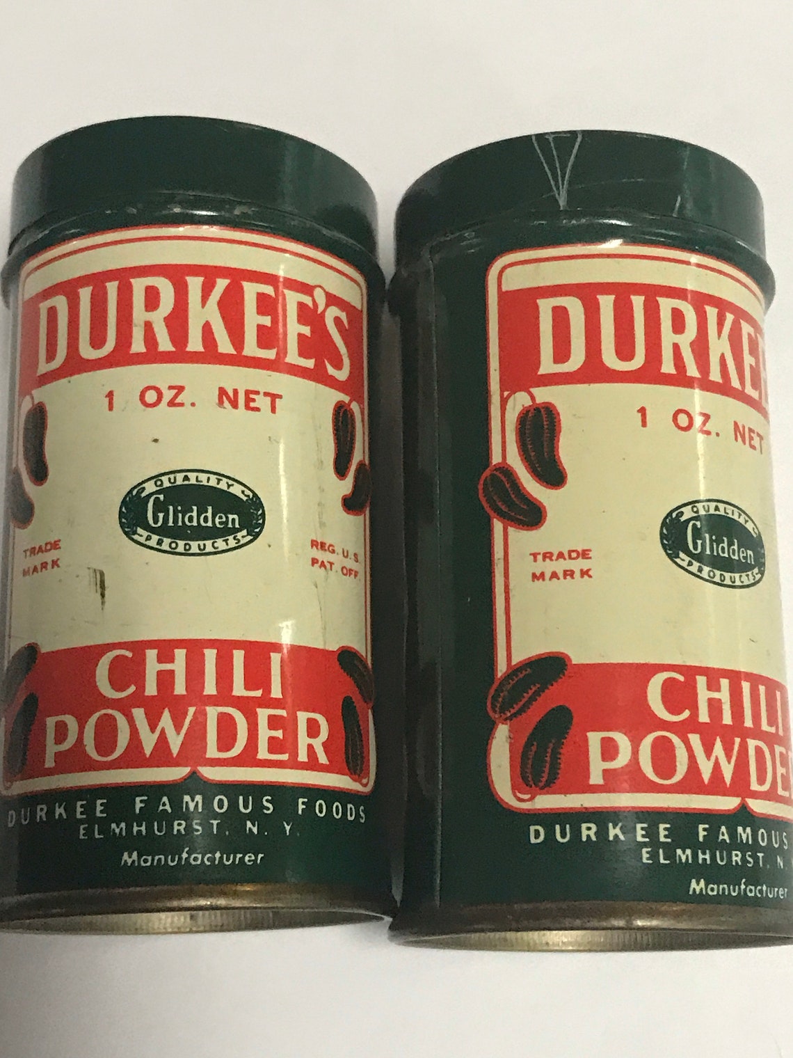 2 Vintage Durkees Chili Powder Tins for Repurposing Etsy