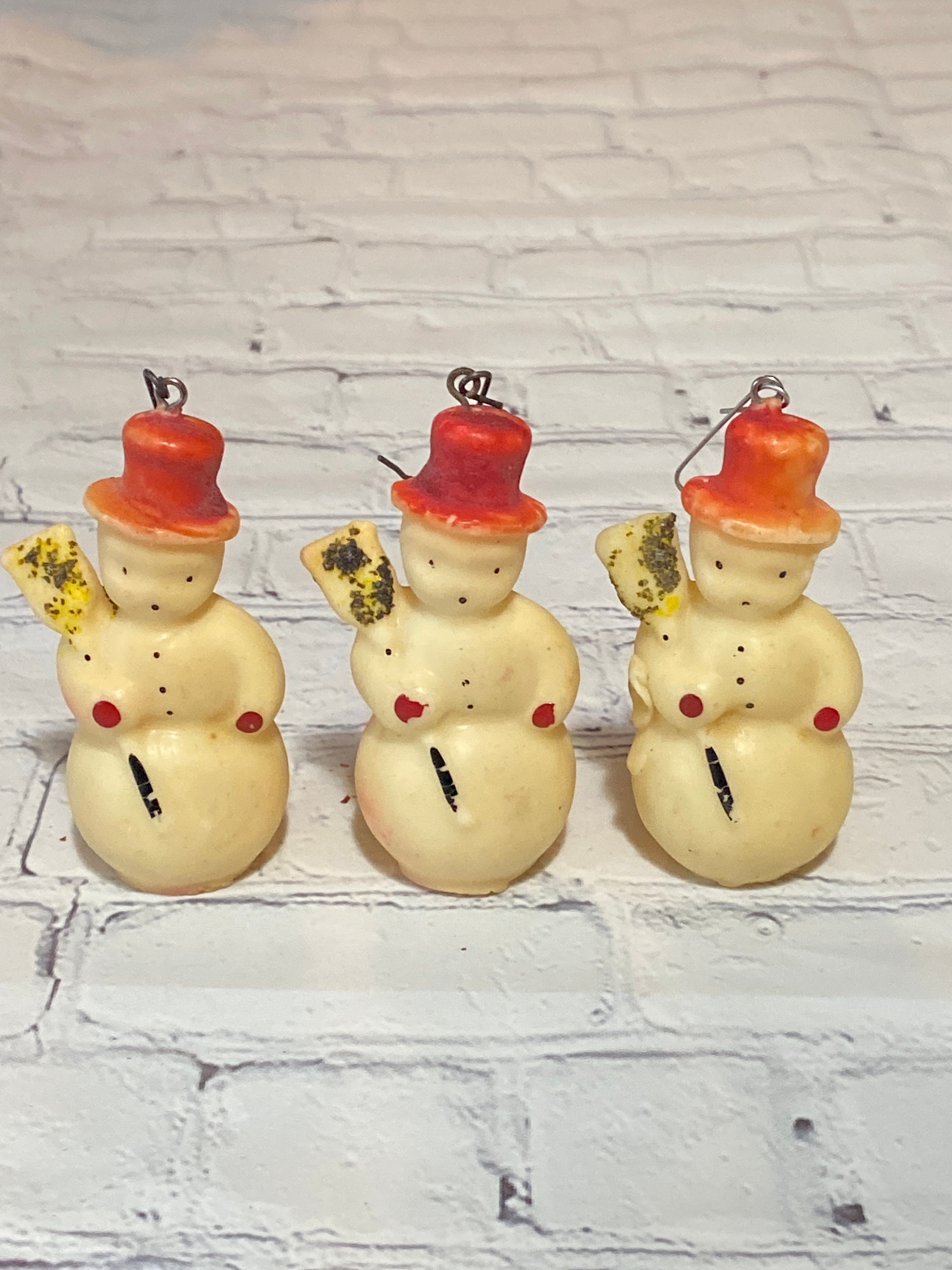 ONE Vintage Gurley or Tavern Wax Snowman Christmas Tree Ornament