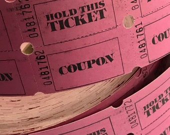 50 Vintage Bright Pink Raffle Tickets