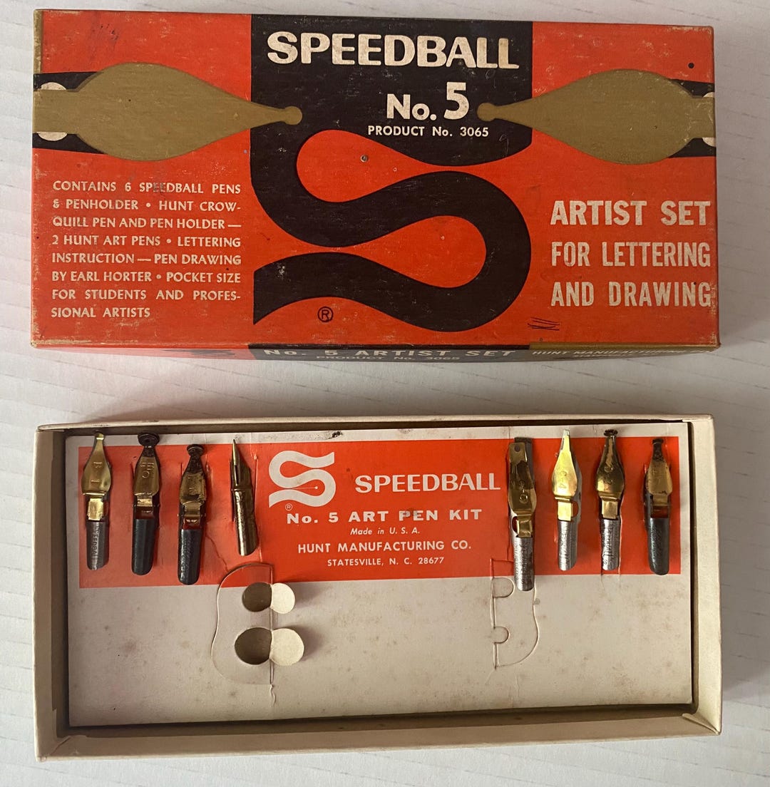 Vintage Speedball No. 5 Artist Set for Lettering and Drawing, Nibs, No ...