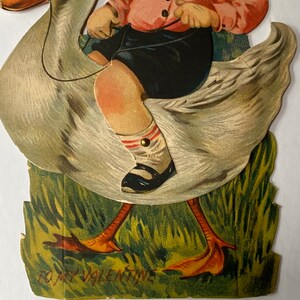 Antique Mechanical Valentine - Boy Riding Goose or Duck -by Gibson Art ...