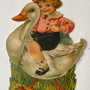 Antique Mechanical Valentine - Boy Riding Goose or Duck -by Gibson Art ...