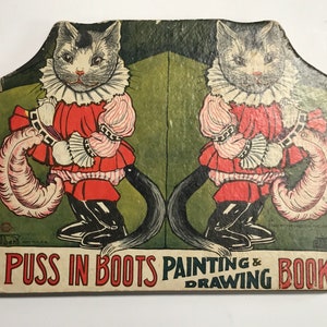 Vintage (1922) Coloring Book - Puss in Boots Painting  and Drawing Book