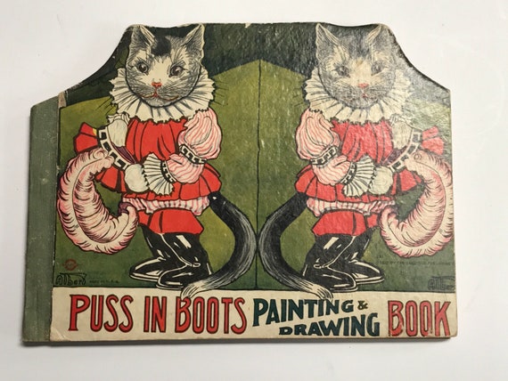 Download Vintage 1922 Coloring Book Puss In Boots Painting And Etsy