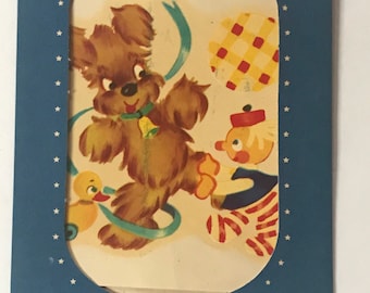 Vintage (1950s) Meyercord Decal for Retro Decorating Child’s Room, Accessories  - Dog with Duck and Clown