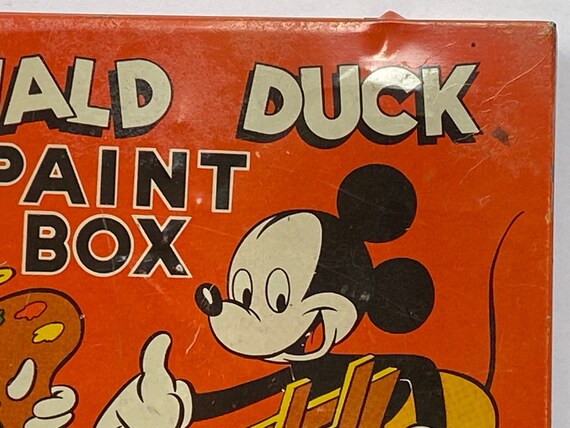 ♥ WALT DISNEY'S Mickey Mouse PAINT BOX ♥ Vintage (1948) Children's Disney Watercolor Metal Paint Box