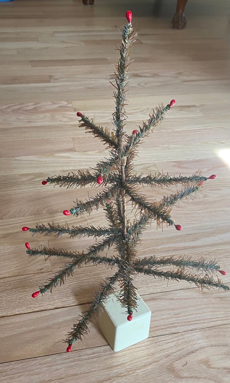 Vintage Faux Tabletop Feather Tree for Christmas or Other Holidays
