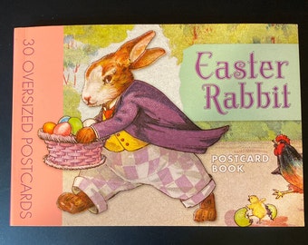 Easter Postcard Book - Easter Rabbit Postcard Book - 30 Oversized Poatcards