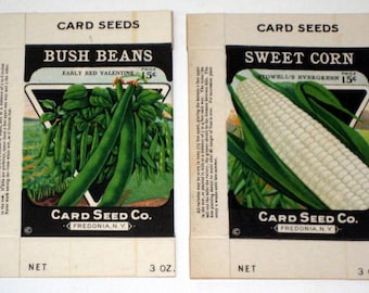 2 Vintage (1920s) Unused Seed Packages - Beans and Corn