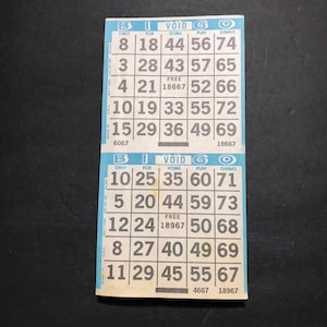Pad of Approximately 125 Blue and White Paper Bingo Cards for Paper Crafting, Scrapbooking, Collage, etc.