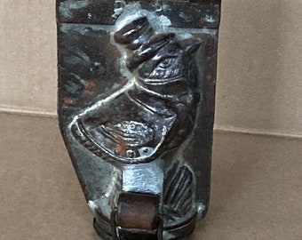 Antique Tin Lined Hinged Easter Chocolate Mold - Chick with Jacket and Top Hat