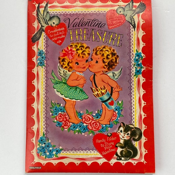 Vintage (1940s) Valentine Treasure Folder - Card Making Kit by Saalfield