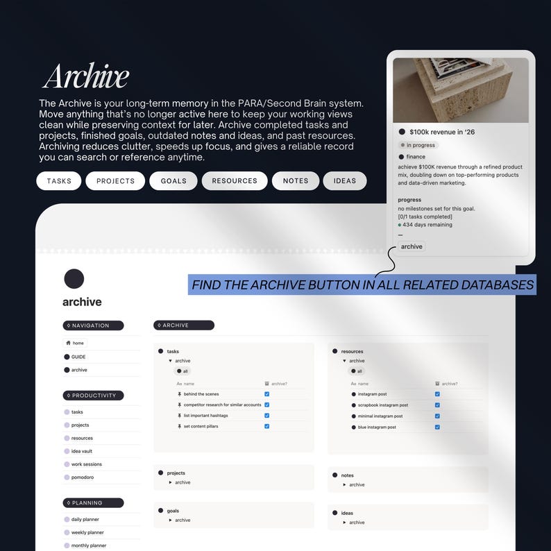 Second Brain Notion Template 2026: Productivity Planner, ADHD Digital Planner, PARA Method