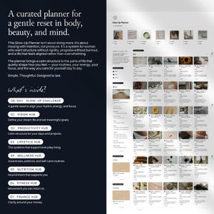 Glow-Up planner, Life planner Notion, Aesthetic Notion template, All-in-one life dashboard including Glow-Up challenge