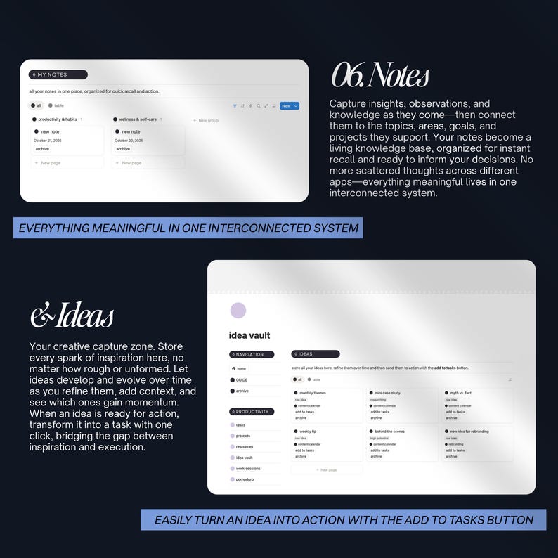 Second Brain Notion Template 2026: Productivity Planner, ADHD Digital Planner, PARA Method