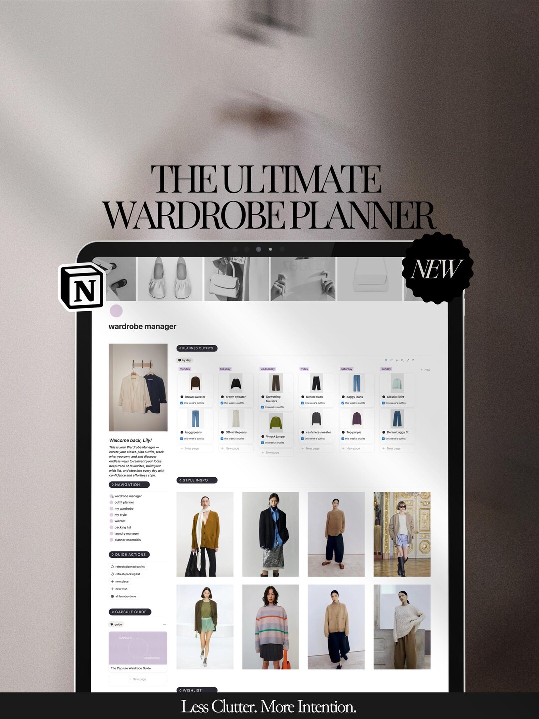Notion Template Wardrobe Manager: Aesthetic Outfit Planner, That Girl ...