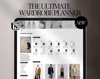 Notion Template Wardrobe Manager: aesthetic outfit planner, that girl, capsule wardrobe, digital closet