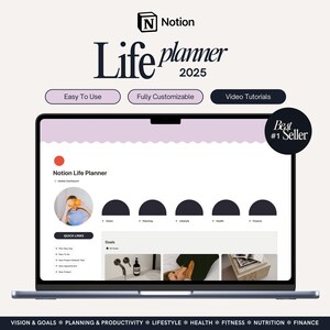2025 Notion Life Planner Template, Aesthetic Notion, All-In-One Notion Life Dashboard, ADHD Friendly Notion Template, That Girl Template