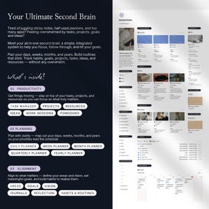 Second Brain Notion Template 2026: Productivity Planner, ADHD Digital Planner, PARA Method