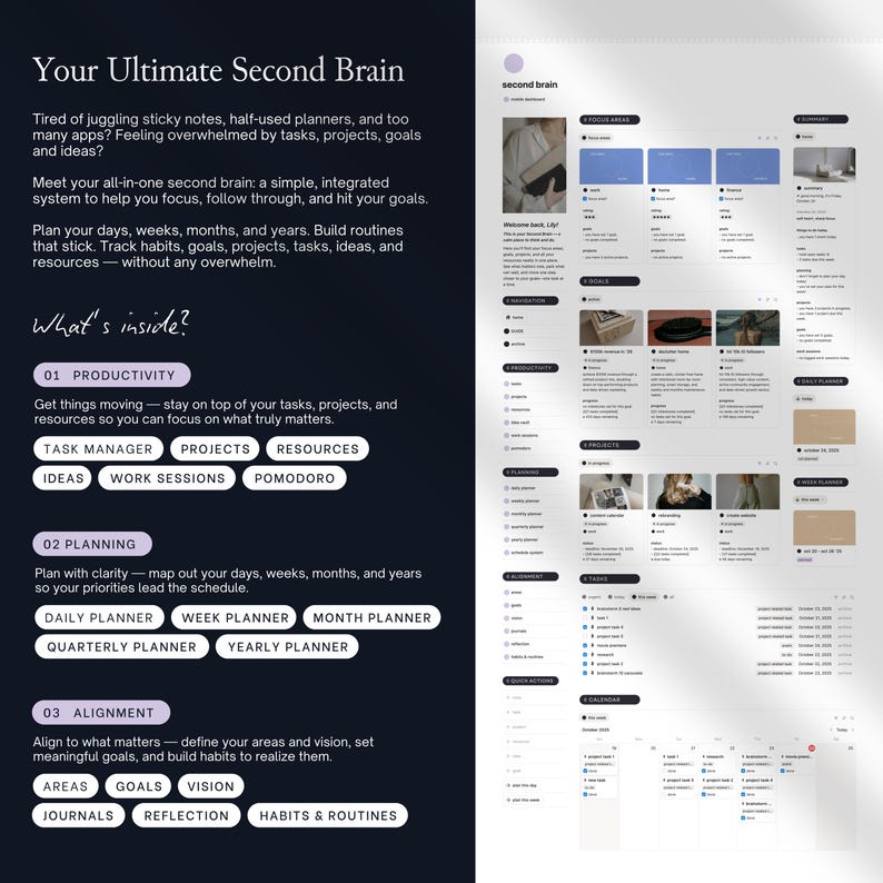 Second Brain Notion Template 2026: Productivity Planner, ADHD Digital Planner, PARA Method