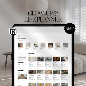 Glow-Up planner, Life planner Notion, Aesthetic Notion template, All-in-one life dashboard including Glow-Up challenge