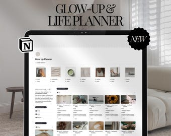 Glow-Up Planer, Life Planner Notion, Aesthetic Notion Template, All-in-One Life Dashboard inklusive Glow-Up Challenge