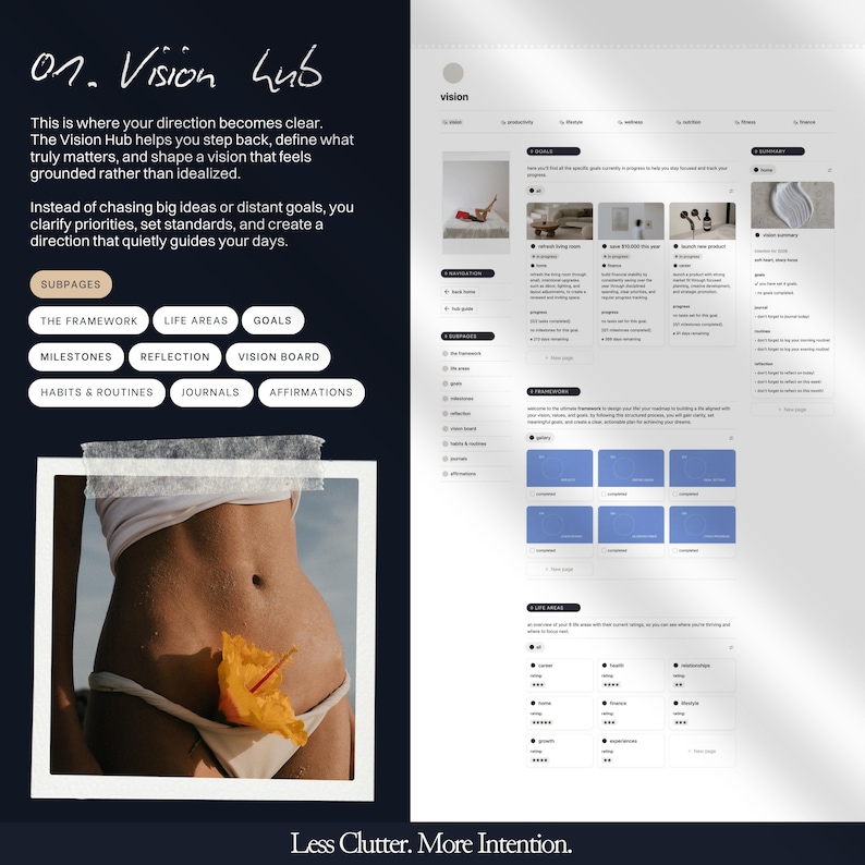 Glow-Up planner, Life planner Notion, Aesthetic Notion template, All-in-one life dashboard including Glow-Up challenge