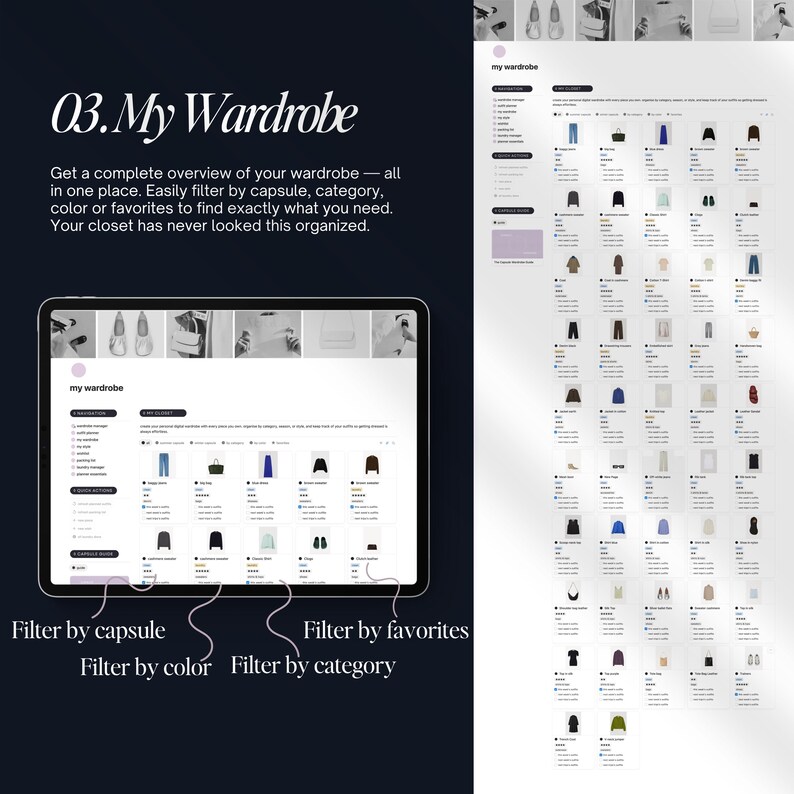 Notion Template Wardrobe Manager: Aesthetic Outfit Planner, That Girl ...