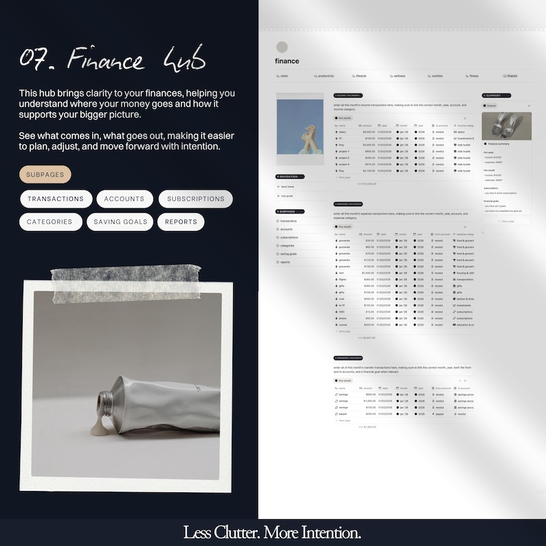 Glow-Up planner, Life planner Notion, Aesthetic Notion template, All-in-one life dashboard including Glow-Up challenge