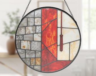 Joshua 2:15 Rahabs Scarlet Cord, Stained Glass Suncatcher Window Hanging, Bible Art Decor, Easter Gifts For Mother Room Art