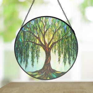Stained Glass Weeping Willow for Garden Window or Gift
