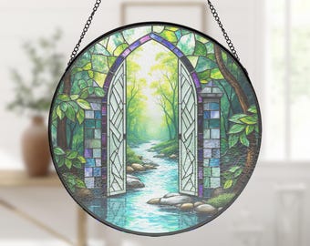 新エルサレム、ステンドグラスのサンキャッチャー、窓掛け、黙示録のガラスアート装飾、春のイースターギフト、母の部屋へのアート
