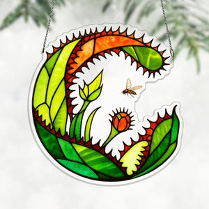 Venus Flytrap Acrylic Suncatcher, Firefly Window Hanging Decor for Carnivorous Plant Lover, collector plant gift, venus flytrap decor