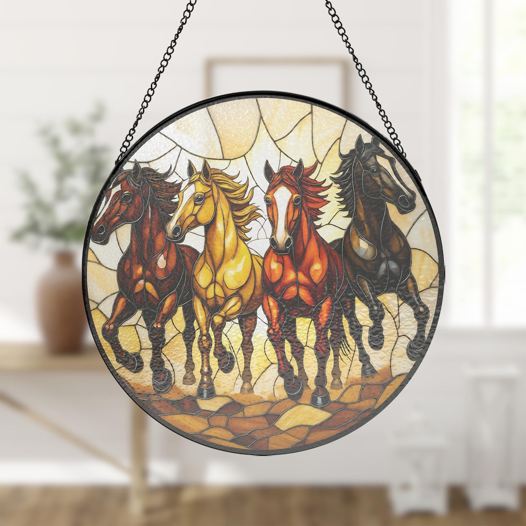 Revelation 6:1 the Four Horsemen, Stained Glass Suncatcher Window