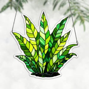 Java Fern Acrylic Suncatcher, Window Hanging Decor for Plant Lovers, Bright Green Leaf Art, indoor window ornament, acrylic window decor