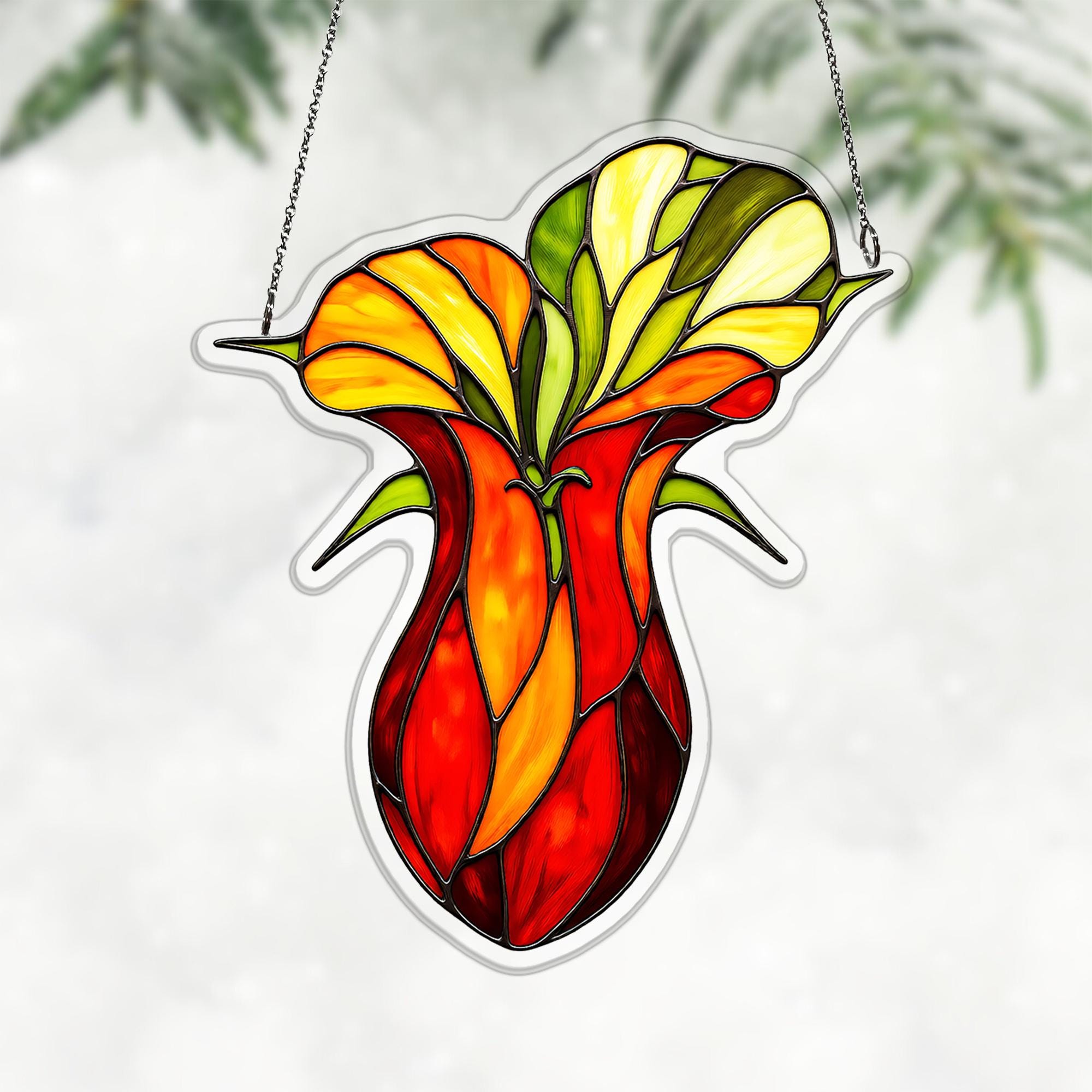 Nepenthes Bicalcarata Acrylic Suncatcher, Vampire Pitcher Window