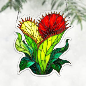 B52 Venus Flytrap Acrylic Suncatcher, Giant Trap Window Hanging Decor for Carnivorous Plant Fans, giant trap decor, monster jaw art