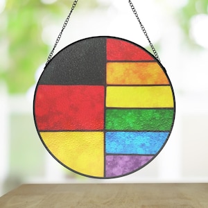 Regenbogen Deutschland Flagge LGBTQ Suncatcher, Bunte Pride Fenster Dekoration, Queer Geschenk für Juni Feier