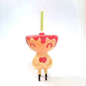 Birthday Cake Sculpture – Cute Handmade Art Doll Holding a Candle – Whimsical Candle Holder Figurine – Unique Gift for Birthday