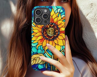 Stained Glass Phone Case | Sunflower Floral Case | iPhone, Samsung & Google Pixel