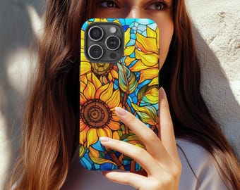 Stained Glass Phone Case | Sunflower Floral Case | iPhone, Samsung & Google Pixel