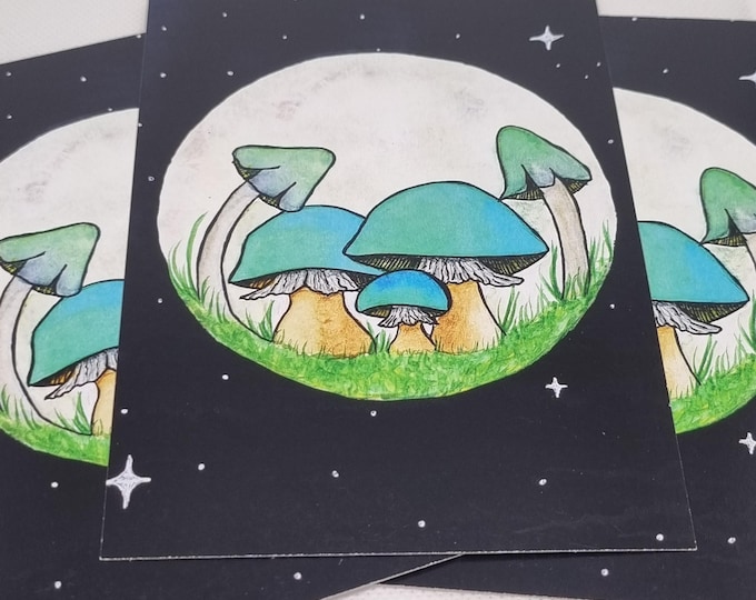 Postcard Magic Fullmoon Mushroom
