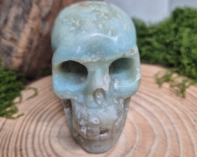 Skull made of Caribbean calcite – Transformation, peace & spiritual awareness