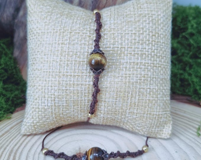 Macrame bracelet with tiger's eye – strength, protection & focus