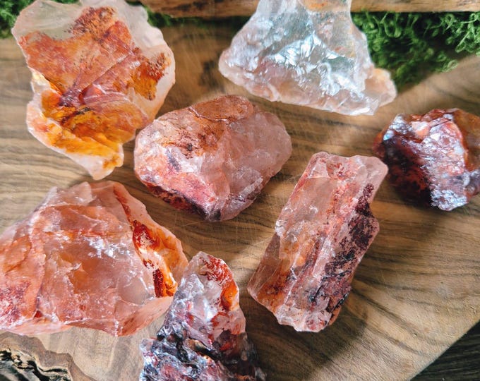 Fire Quartz Raw Stone | Hematoid Quartz | Gemstone Raw Stone | Grounding & Life Energy | Spiritual Crystal