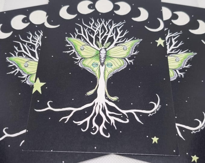 Postcard Moon Moth and Tree of Life