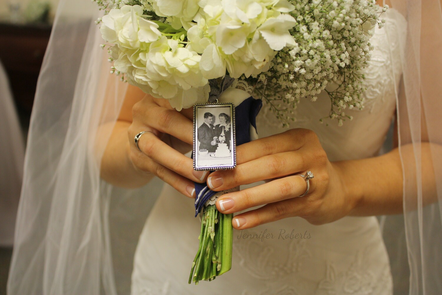 Photo Frame Rectangle Bouquet Charm